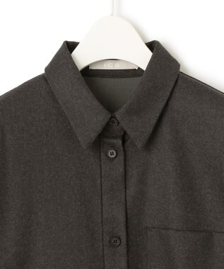 ICB L 【洗える】 ウールミルドサキソニー ロングシャツ チャコール系