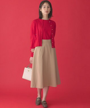 組曲 ハートボタン ニットプルオーバー バレンタインレッド系