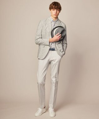 JOSEPH ABBOUD 【清涼感/軽量】リネンTOPピケ ジャケット ライトグレー系