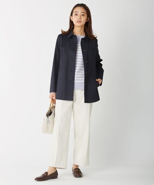 J.PRESS LADIES 【洗える】KATE パネルボーダー ボートネック ニット ふじ色系1