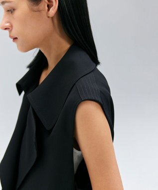 BEIGE， FLEUR / ラップデザインロングジレ Black