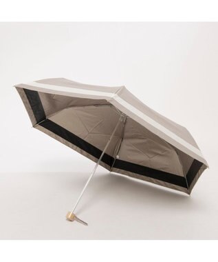 UNBILLION カシュネ cachenez / PU切り継ぎボーダー3段折りたたみ傘 ダークベージュ