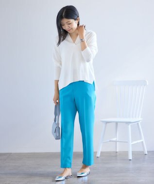 UNFILO ハイウエストテーパードパンツ ターコイズ