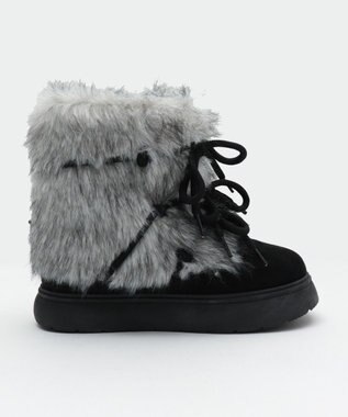 WEGO ボリュームファーレースアップFムートンブーツ ブラック