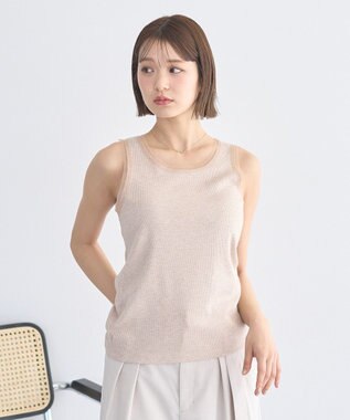 earth music&ecology エッジチュールラメテレコタンクトップ Beige