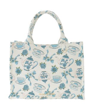 Maison de FLEUR ティーカップ柄ゴブランスクエアトートバッグ Off White