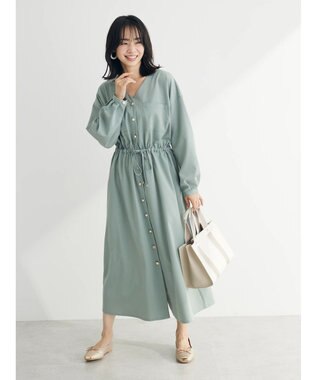 Green Parks ・ＥＬＥＮＣＡＲＥ　ＤＵＥ　Ｖネックイロイロ釦ワンピース Mint