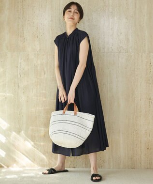 UNFILO ヴィンテージシアー ギャザーワンピース ブラック