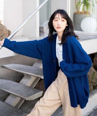 WEGO ルーズフィットカーディガン ブルー