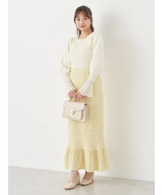 earth music&ecology 袖ポイントニットプルオーバー Ivory