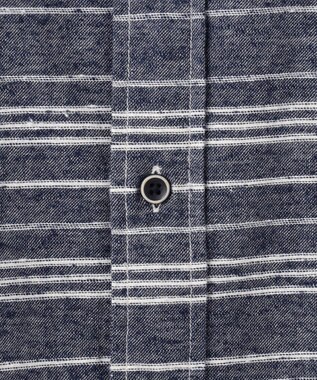 JOSEPH ABBOUD MOUNTAIN 【SPACE／UNISEX】OGスラブシャンブレーマルチボーダー シャツ サックスブルー系1