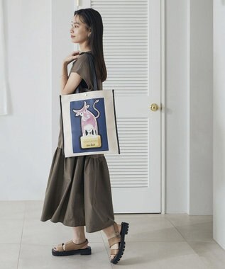 TOPKAPI 【Breath TOPKAPI】サヴィニャック × Breath TOPKAPI アート プリント フラット オーガニックキャンバス トート バッグ ネイビー