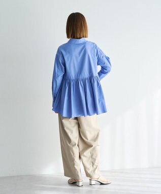 YECCA VECCA ペプラムギャザーシャツ Blue