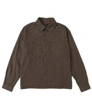 WEGO ミニマムチェックショートシャツ（LS） ブラウンチェック1