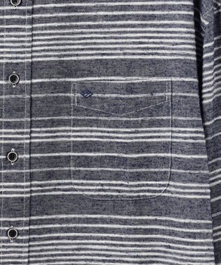 JOSEPH ABBOUD MOUNTAIN 【SPACE／UNISEX】OGスラブシャンブレーマルチボーダー シャツ サックスブルー系1