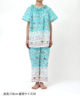 tsumori chisato SLEEP ツモリチサト パジャマ 5分袖 半袖 9分丈 綿100%(本体) ローン素材 レディース UDT146 /ワコール サックス