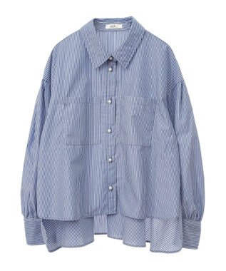 earth music&ecology オーバーフレアシャツ Stripe