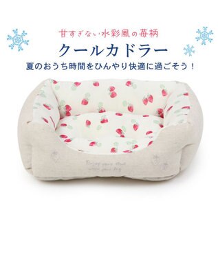 PET PARADISE ペットパラダイス 苺柄 接触冷感 クールカドラーベッド（57×45cm） -