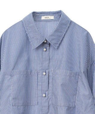 earth music&ecology オーバーフレアシャツ Stripe