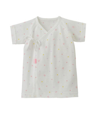 MIKI HOUSE HOT BISCUITS 【50-60cm】 メッシュ素材 総柄短肌着 ピンク