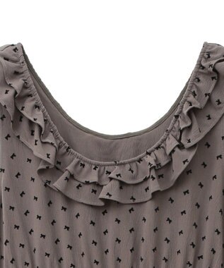 Green Parks ■ＥＳＣＡＲ　リボンｐｔフリルネックワンピース Gray Beige