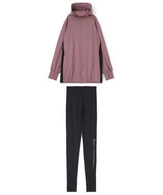 San-ai Resort（三愛水着楽園） 【UPF50＋】　WEB限定　つば付きラッシュ・レギンスセット　M・L　　【San-ai Resort（サンアイリゾート）】 ピンク×ブラック