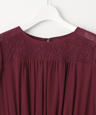 自由区 【WEB限定】シフォンレースコンビネーション ドレス ワイン系