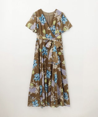 GRACE CONTINENTAL ミモザプリントワンピース ブラウン