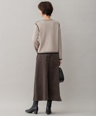 自由区 【洗える】リブレスコール ロングスカート カーキ系