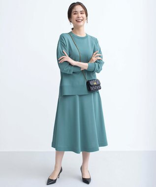 組曲 【セットアップ着用可・WEB限定カラーあり】MINA ニットフレアスカート グリーン系