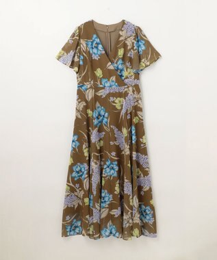 GRACE CONTINENTAL ミモザプリントワンピース ブラウン