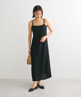 Green Parks カップ付きフリル生地キャミワンピース Black