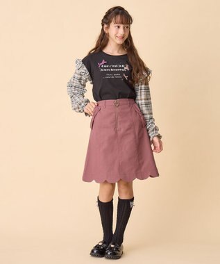 ANY KIDS チェック袖 ドッキング プルオーバー ブラック