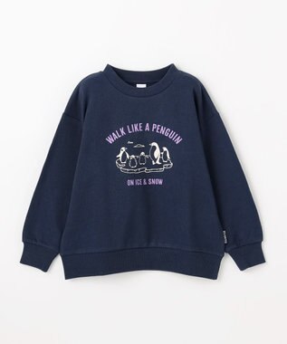 ANY KIDS アニマルプリント 裏毛トレーナー ネイビー