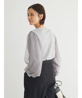 Green Parks 袖チュールドッキングリブプルオーバー Gray