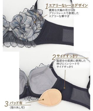 Wing Wing Lesiage　【2750シリーズ】ブラジャー　脇すっきり　ウイング／ワコール　PB2750 グレー