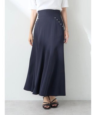 earth music&ecology パール付きマーメイドスカート Dark Navy