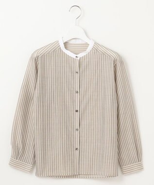 J.PRESS LADIES L シアーピンストライプ カットソー ベージュ×ブラック系1