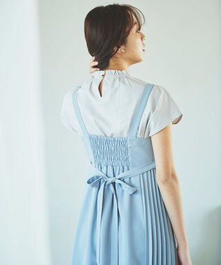 Feroux 【UVケア】スタンドネックフレンチスリーブ Tシャツ グレージュ系