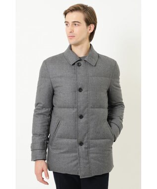 DAKS ウールフラノミドル丈ジャケット グレー