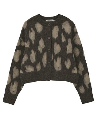AMERICAN HOLIC レオパード柄ニットカーディガン Brown