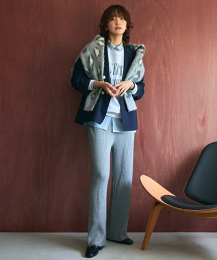 AMERICAN HOLIC レオパード柄ニットカーディガン Light Gray Mixture