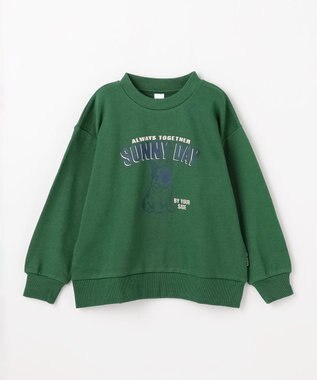 ANY KIDS アニマルプリント 裏毛トレーナー グリーン