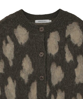 AMERICAN HOLIC レオパード柄ニットカーディガン Brown