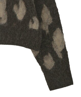 AMERICAN HOLIC レオパード柄ニットカーディガン Brown