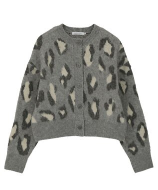 AMERICAN HOLIC レオパード柄ニットカーディガン Light Gray Mixture