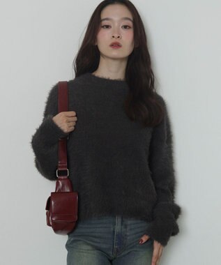 WEGO シャギーニットプルオーバー ブラック中濃色