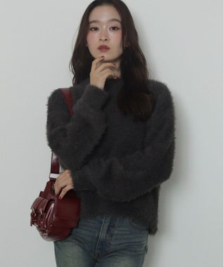 WEGO シャギーニットプルオーバー ブラック中濃色