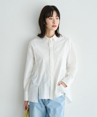 YECCA VECCA ペプラムギャザーシャツ Off White