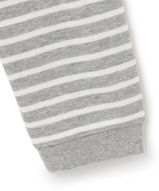 J.PRESS MEN ワッフルボーダー ロングTシャツ グレー系1